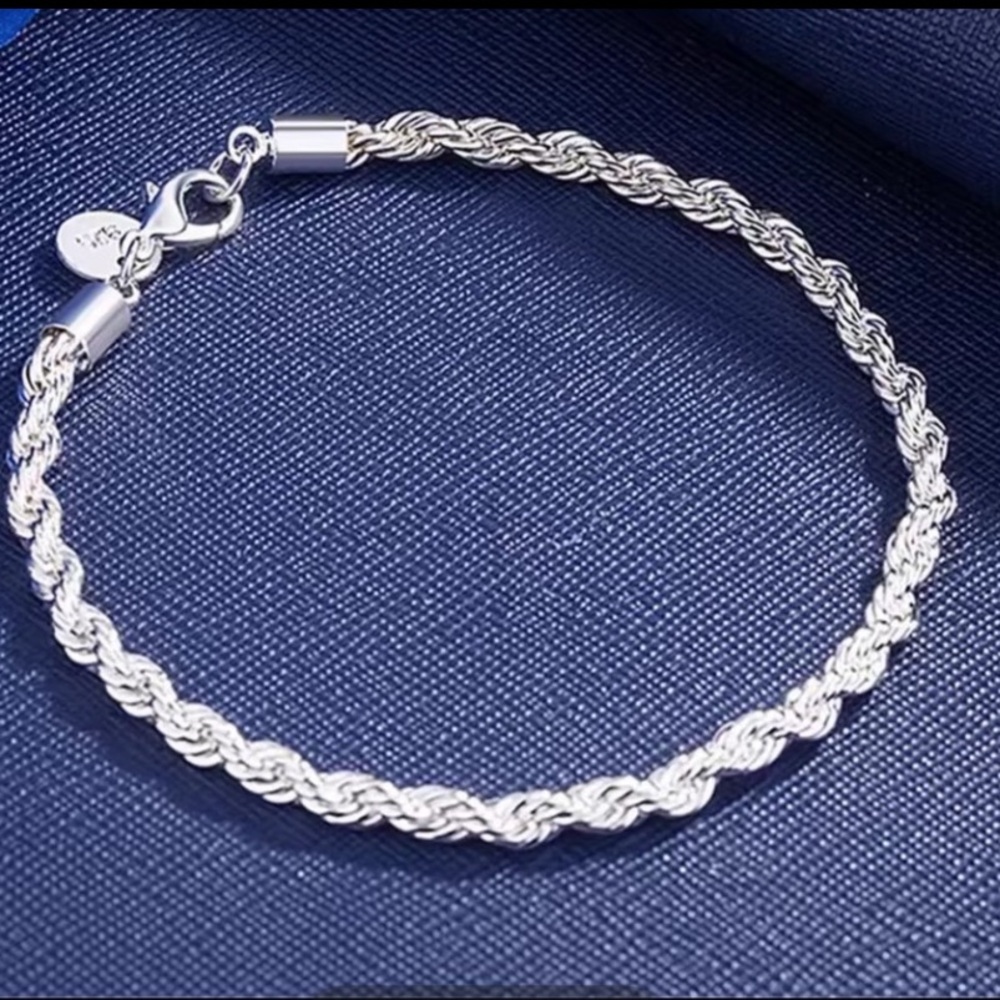 NEW‎ Sterling Silver 925 Rope Chain Bracelet
